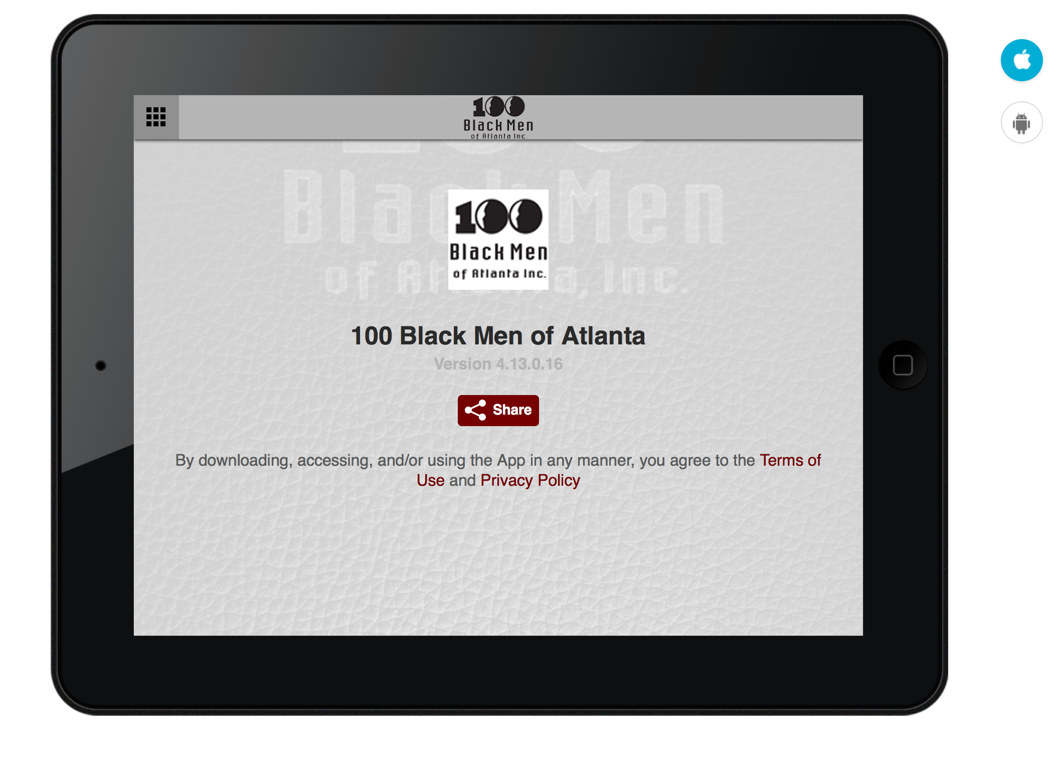 100 Black Men of Atlanta iOS and Android App Development and Design by Seviant Studios on iPad