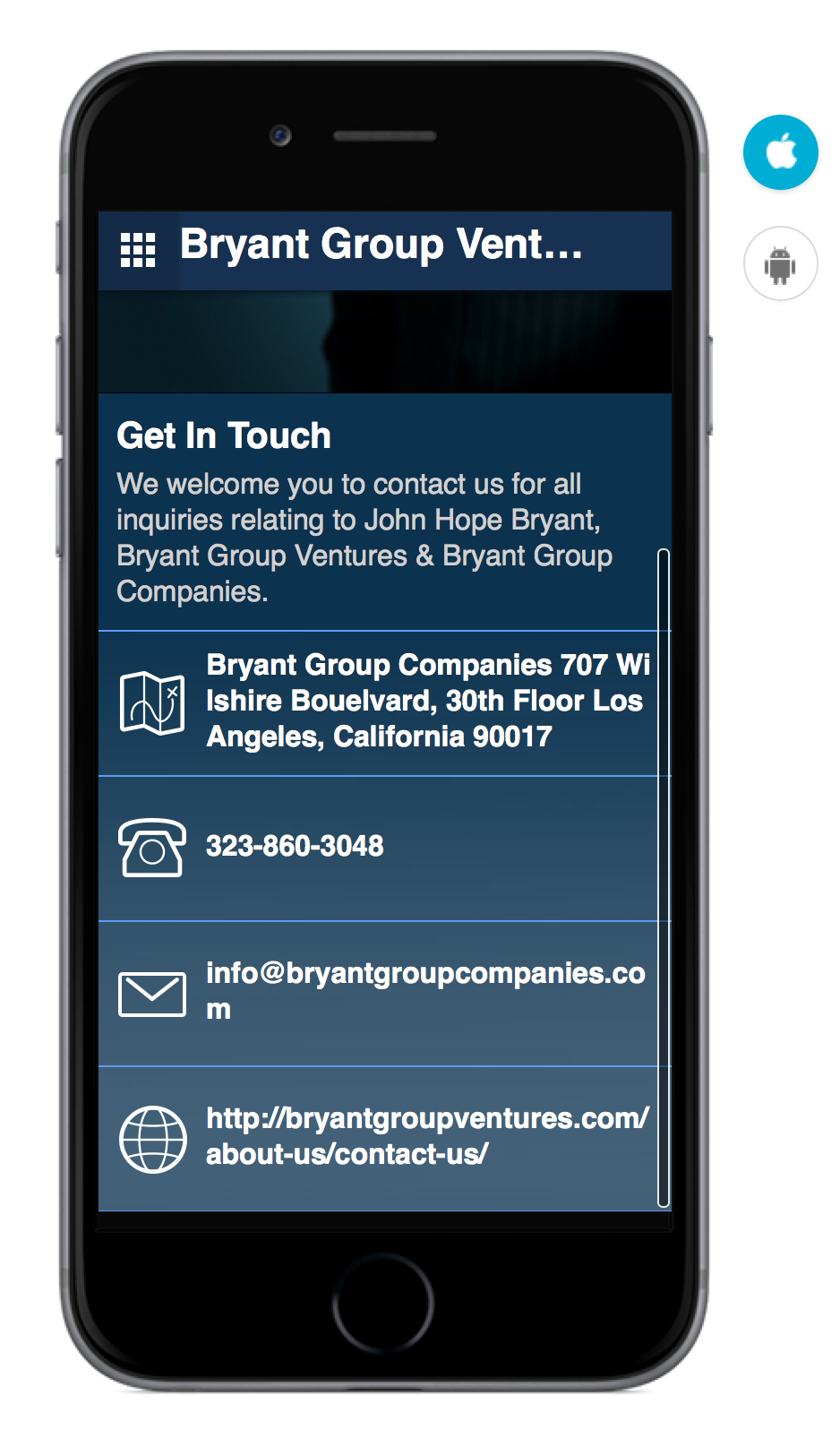Bryant Group Ventures iOS and Android App Design and Development by Seviant Studios