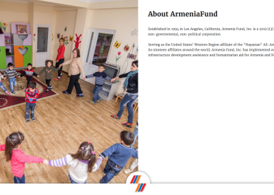 Blog.armeniafund.org About Us Page Designed by Seviant