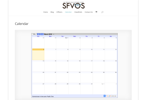 SFVOS Website Screenshot Calendar Page by Seviant