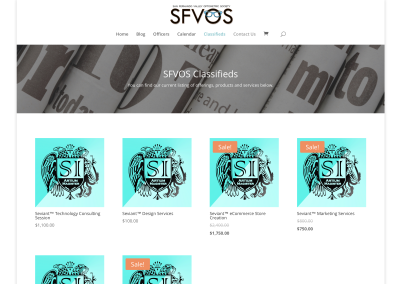 SFVOS Website Screenshot Shopping Cart E-commerce Store Page by Seviant