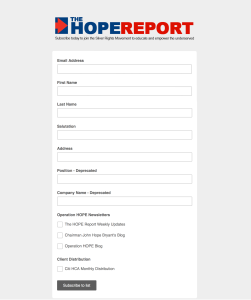 The HOPE Report Web Design By Seviant Studios Subscribe Form Mailchimp Newsletter Page